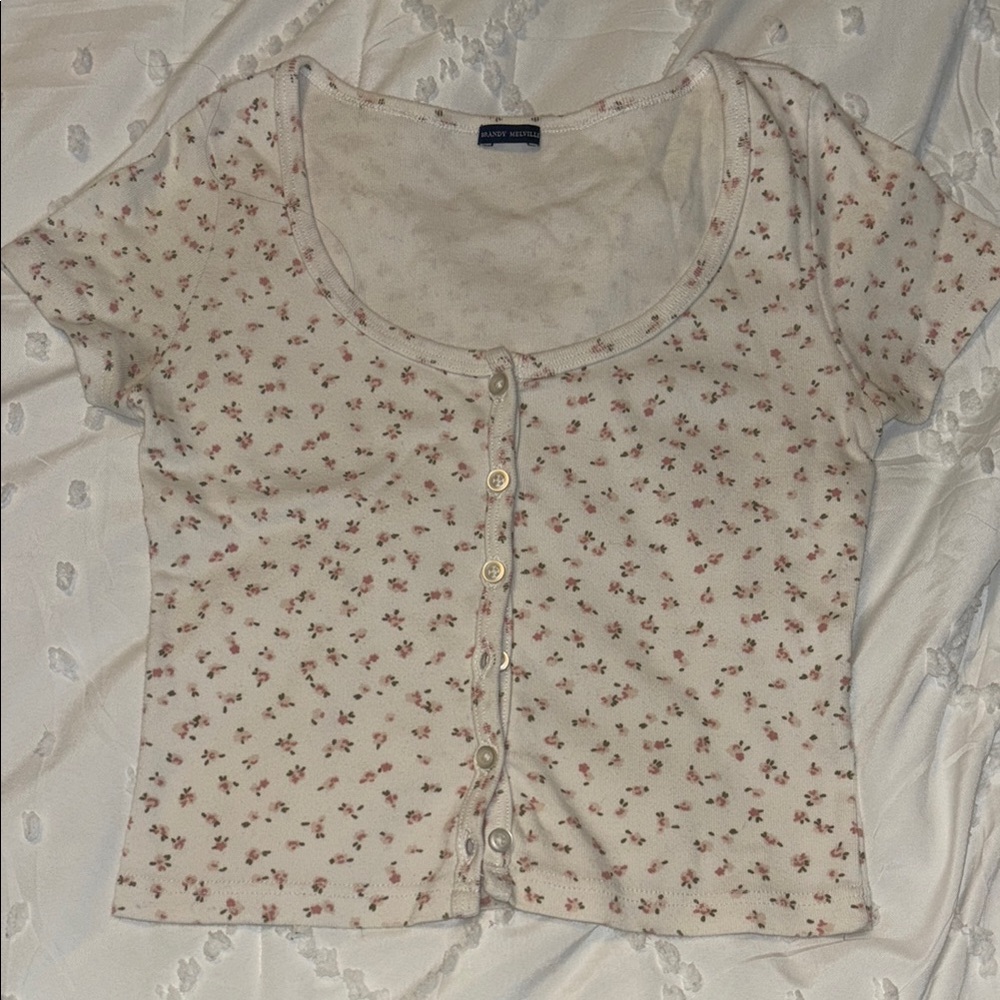 Brandy Melville Floral Crop Blouse
